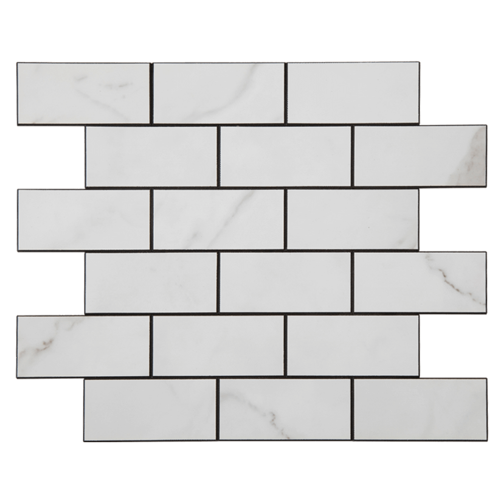 2’‘x 4‘’ Subway White Marble Grain Peel and Stick Tile Backsplash (5-Pack, 5 sq.ft.)